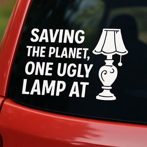 Handmade Car Decal - Saving The Planet - White